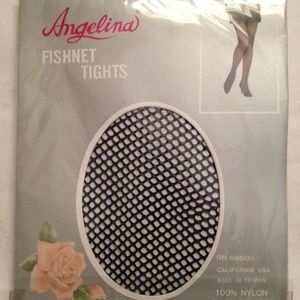 Angelina Full Black Fishnet Pantyhose Tights OSFM